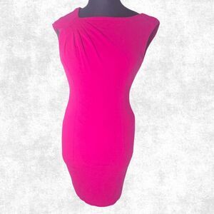 Cache Magenta Bodycon Sheath Dress Size 12 – Ruched Sleeveless Cocktail Party Dr